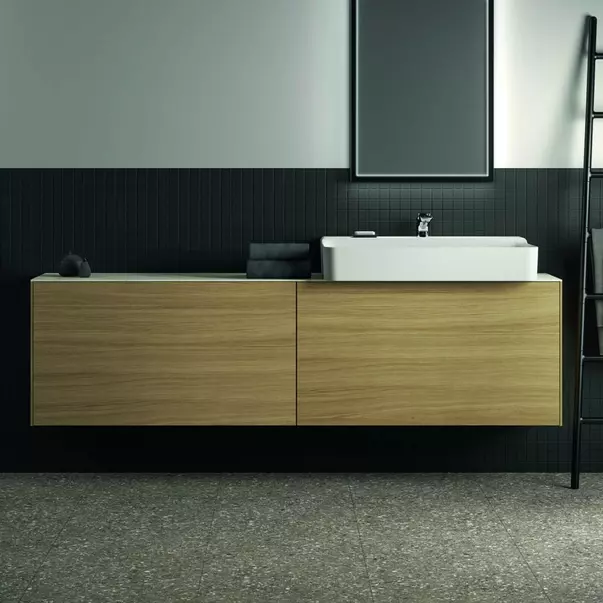 Blat ceramic pentru lavoar Ideal Standard Atelier Conca finisaj alb marmura 200 cm [9]