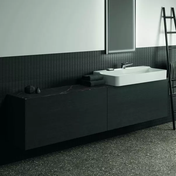  Dulapuri baie - Blat ceramic pentru lavoar Ideal Standard Atelier Conca finisaj negru marmura 240 cm