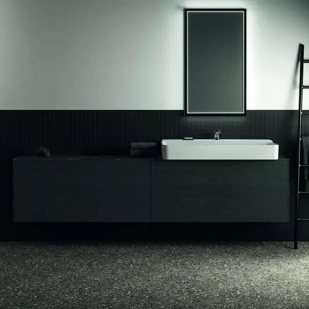 Blat ceramic pentru lavoar Ideal Standard Atelier Conca finisaj negru marmura 240 cm [3]