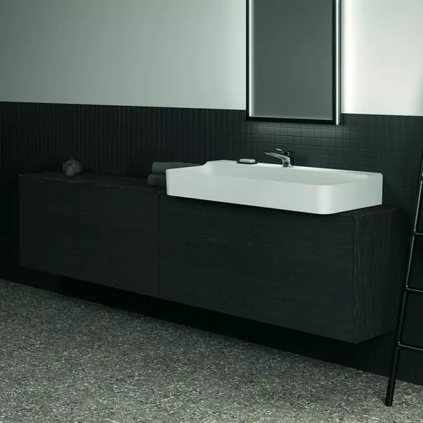 Blat ceramic pentru lavoar Ideal Standard Atelier Conca finisaj negru marmura 240 cm [4]