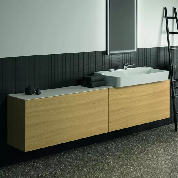 Blat ceramic pentru lavoar Ideal Standard Atelier Conca finisaj alb marmura 240 cm [2]