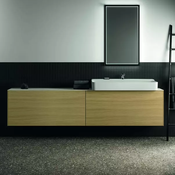 Blat ceramic pentru lavoar Ideal Standard Atelier Conca finisaj alb marmura 240 cm [8]