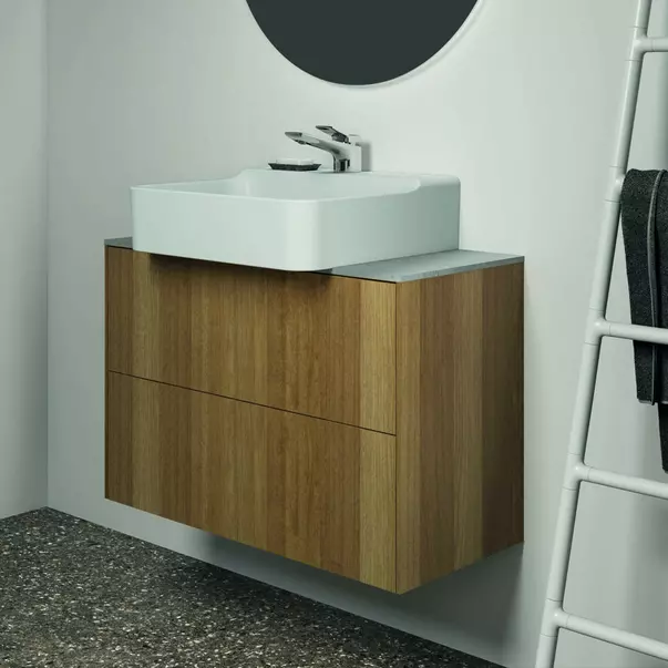 Dulap baza suspendat Ideal Standard Atelier Conca 2 sertare 80 cm finisaj nuc inchis [5]
