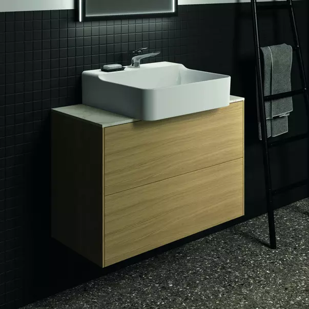 Dulap baza suspendat Ideal Standard Atelier Conca 2 sertare 80 cm finisaj stejar deschis [2]