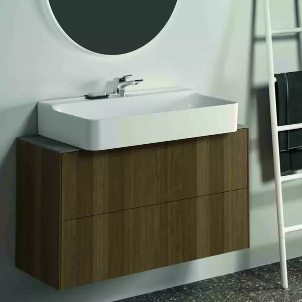 Dulap baza suspendat Ideal Standard Atelier Conca 2 sertare 100 cm finisaj nuc inchis [2]