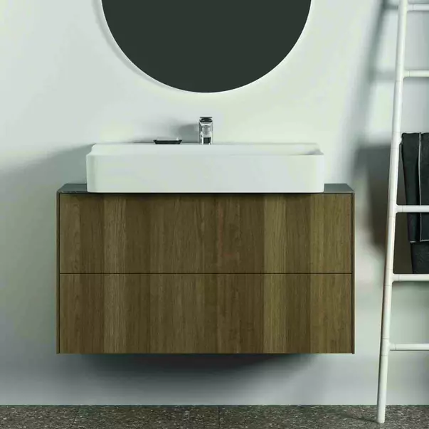 Dulap baza suspendat Ideal Standard Atelier Conca 2 sertare 100 cm finisaj nuc inchis [3]