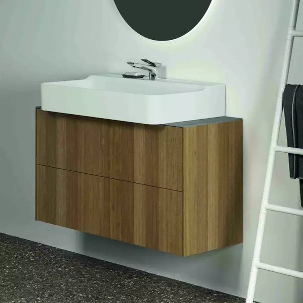 Dulap baza suspendat Ideal Standard Atelier Conca 2 sertare 100 cm finisaj nuc inchis [5]