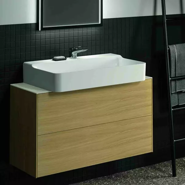 Mobilier Baie - Dulap baza suspendat Ideal Standard Atelier Conca 2 sertare 100 cm finisaj stejar deschis