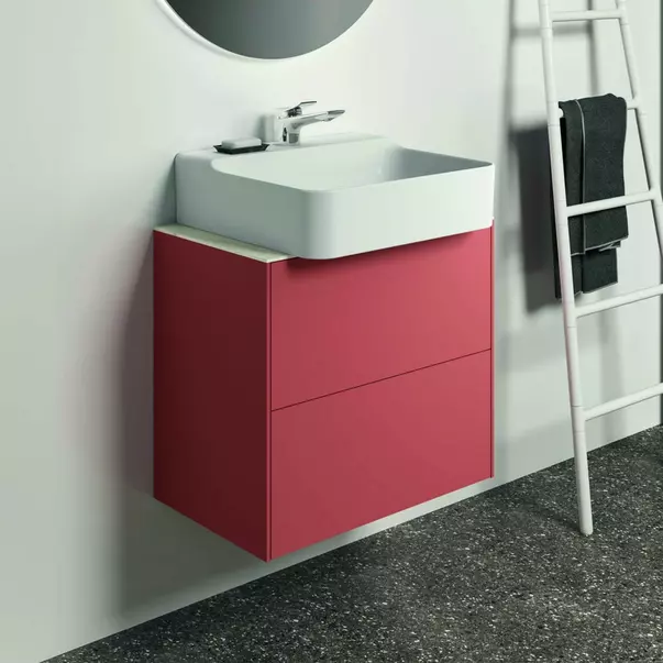 Mobilier Baie - Dulap baza suspendat Ideal Standard Atelier Conca 2 sertare 60 rosu - oranj mat