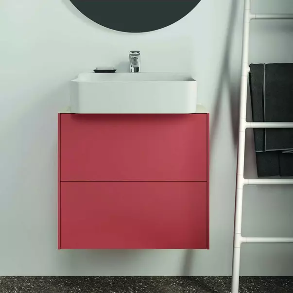 Dulap baza suspendat Ideal Standard Atelier Conca 2 sertare 60 rosu - oranj mat [3]
