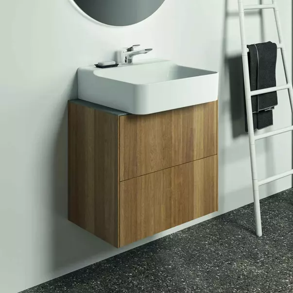 Dulap baza suspendat Ideal Standard Atelier Conca 2 sertare 60 cm finisaj nuc inchis [2]