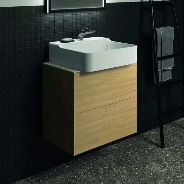 Mobilier Baie - Dulap baza suspendat Ideal Standard Atelier Conca 2 sertare 60 cm finisaj stejar deschis