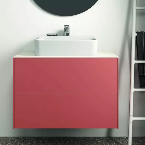  Dulapuri baie - Dulap baza suspendat Ideal Standard Atelier Conca rosu - oranj mat 2 sertare 80 cm