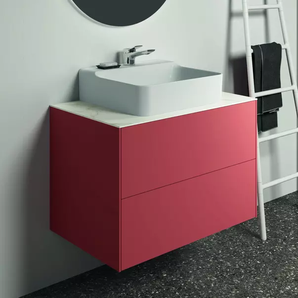 Dulap baza suspendat Ideal Standard Atelier Conca rosu - oranj mat 2 sertare 80 cm [3]