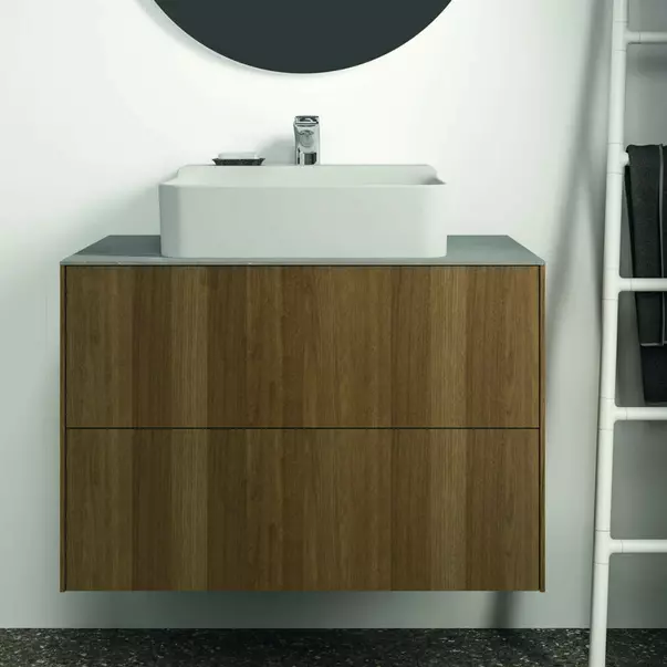Dulap baza suspendat Ideal Standard Atelier Conca finisaj nuc inchis 2 sertare 80 cm [3]