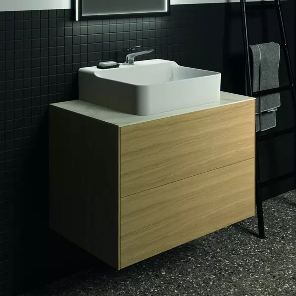  Dulapuri baie - Dulap baza suspendat Ideal Standard Atelier Conca finisaj stejar deschis 2 sertare 80 cm