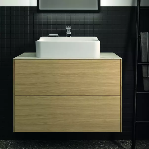 Dulap baza suspendat Ideal Standard Atelier Conca finisaj stejar deschis 2 sertare 80 cm [3]