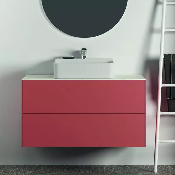  Dulapuri baie - Dulap baza suspendat Ideal Standard Atelier Conca rosu - oranj mat 2 sertare 100 cm