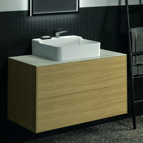Dulap baza suspendat Ideal Standard Atelier Conca finisaj stejar deschis 2 sertare 100 cm [3]