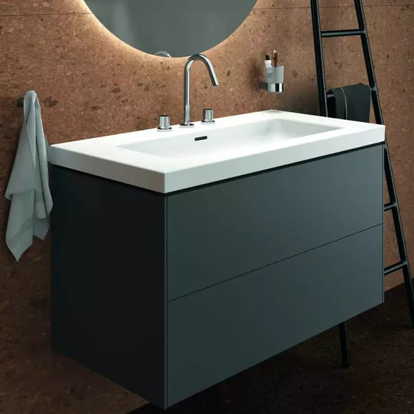 Lavoar pe mobilier Ideal Standard Atelier Extra alb lucios cu 3 orificii baterie 101 cm [2]