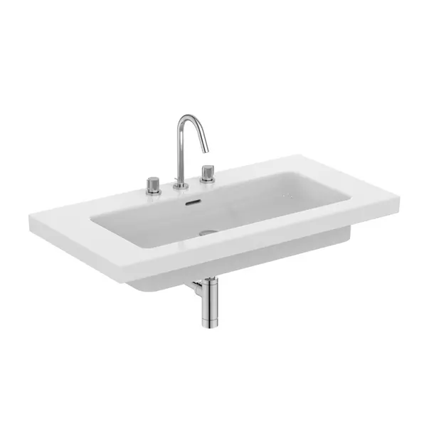 Lavoar pe mobilier Ideal Standard Atelier Extra alb lucios cu 3 orificii baterie 101 cm [5]