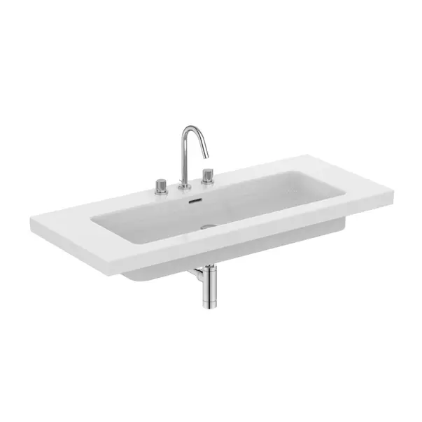 Lavoar pe mobilier Ideal Standard Atelier Extra alb lucios cu 3 orificii baterie 121 cm [5]