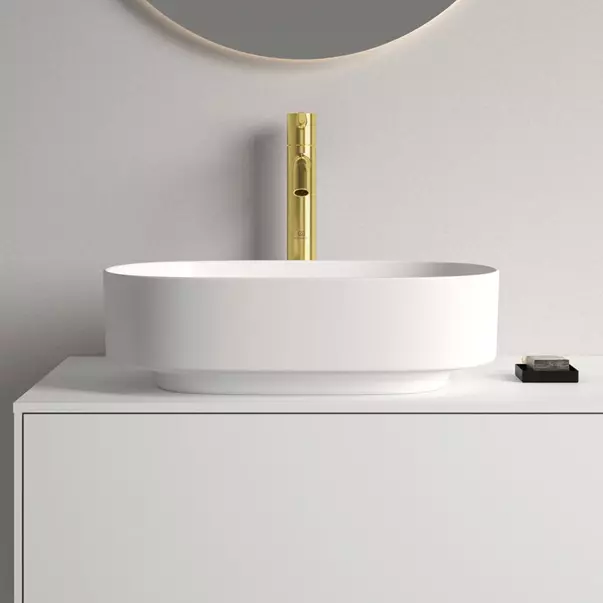 Lavoar pe blat Ideal Standard Atelier Linda-X alb lucios 45 cm cu orificiu preaplin [3]