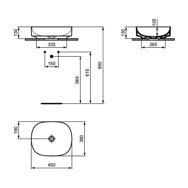 Lavoar pe blat Ideal Standard Atelier Linda-X alb mat 45 cm [12]