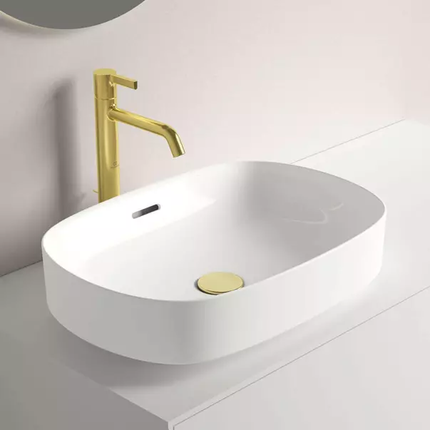 Lavoar pe blat Ideal Standard Atelier Linda-X alb lucios 55 cm cu orificiu preaplin [2]