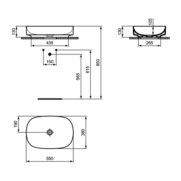 Lavoar pe blat Ideal Standard Atelier Linda-X alb mat 55 cm [11]