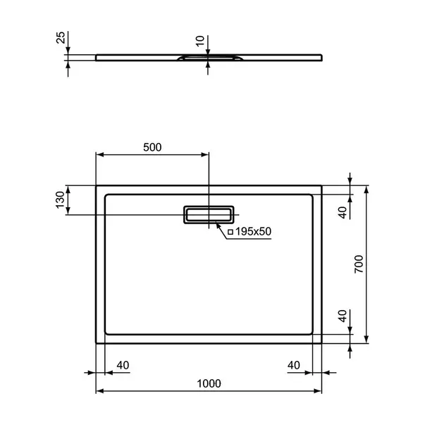 Cadita de dus dreptunghiulara Ideal Standard Ultra Flat New negru mat 100x70 cm [5]