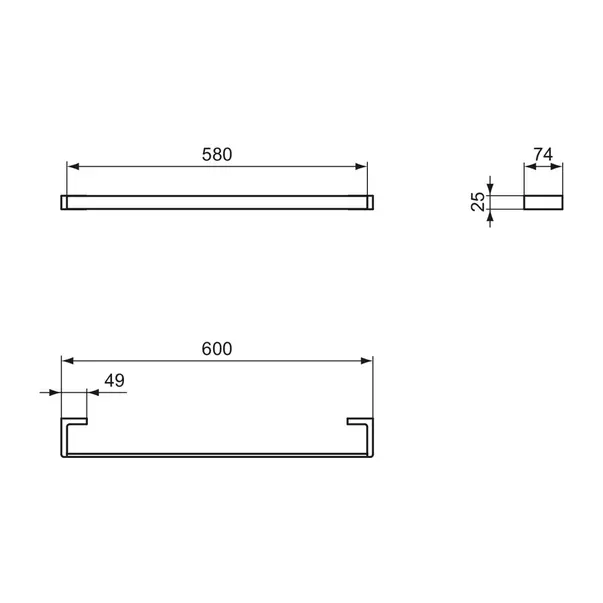 Bara portprosop Ideal Standard Atelier Conca 60 cm gri Magnetic Grey [6]