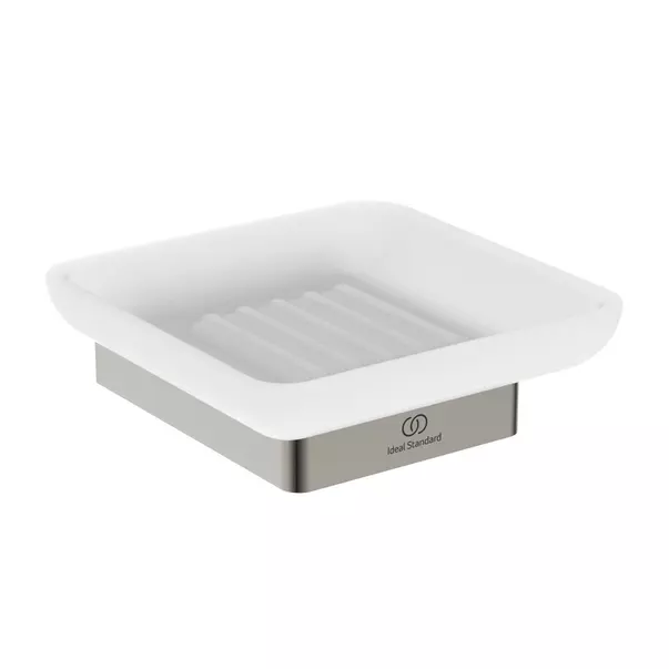 Accesorii lavoar - Savoniera Ideal Standard Atelier Conca design patrat argintiu Silver Storm