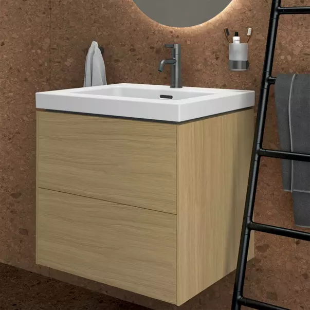 Dulap baza suspendat Ideal Standard Atelier Conca 2 sertare finisaj stejar deschis 60 cm [4]