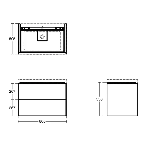 Dulap baza suspendat Ideal Standard Atelier Conca 2 sertare antracit mat 80 cm [9]
