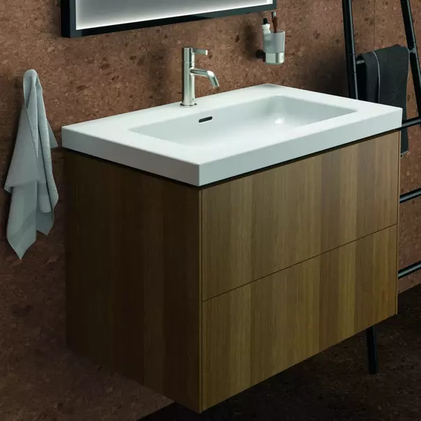 Dulap baza suspendat Ideal Standard Atelier Conca 2 sertare finisaj nuc inchis 80 cm [2]