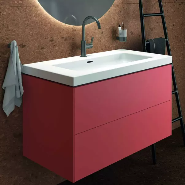 Mobilier Baie - Dulap baza suspendat Ideal Standard Atelier Conca 2 sertare rosu - oranj 100 cm