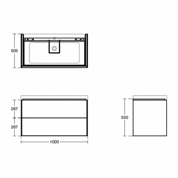 Dulap baza suspendat Ideal Standard Atelier Conca 2 sertare finisaj nuc inchis 100 cm [10]