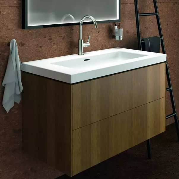 Dulap baza suspendat Ideal Standard Atelier Conca 2 sertare finisaj nuc inchis 100 cm [2]