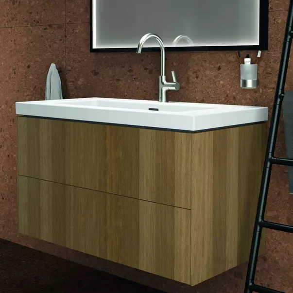 Dulap baza suspendat Ideal Standard Atelier Conca 2 sertare finisaj nuc inchis 100 cm [4]
