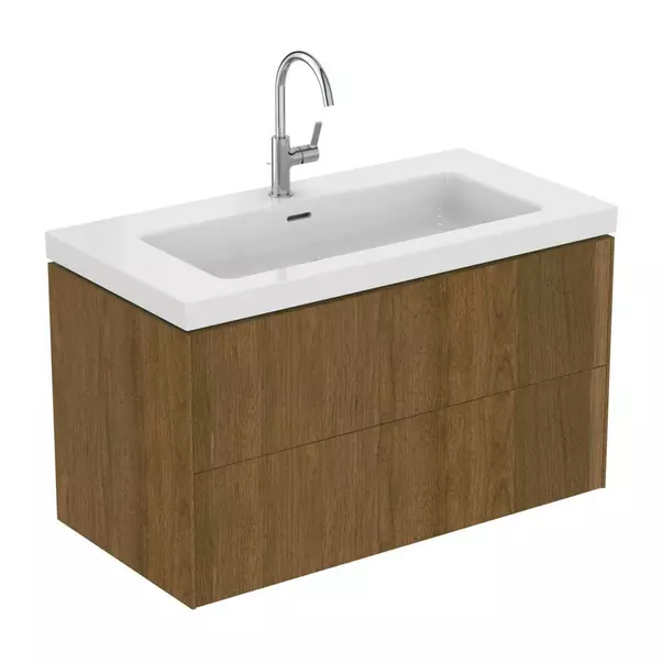 Dulap baza suspendat Ideal Standard Atelier Conca 2 sertare finisaj nuc inchis 100 cm [7]