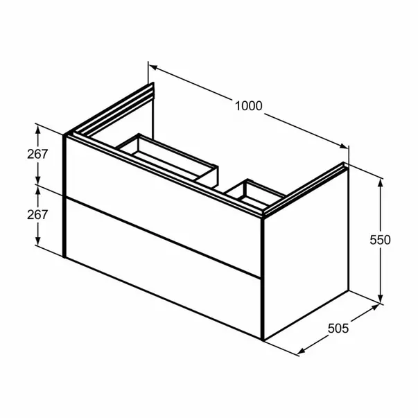 Dulap baza suspendat Ideal Standard Atelier Conca 2 sertare finisaj nuc inchis 100 cm [9]
