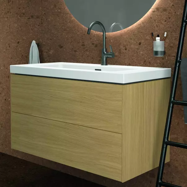 Dulap baza suspendat Ideal Standard Atelier Conca 2 sertare finisaj stejar deschis 100 cm [4]