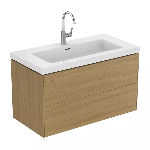 Dulap baza suspendat Ideal Standard Atelier Conca 2 sertare finisaj stejar deschis 100 cm [7]