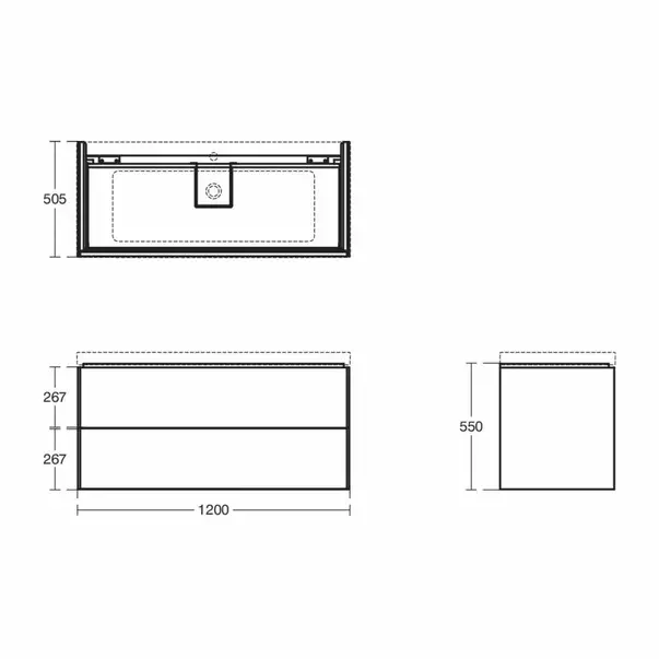 Dulap baza suspendat Ideal Standard Atelier Conca 2 sertare rosu - oranj 120 cm [10]