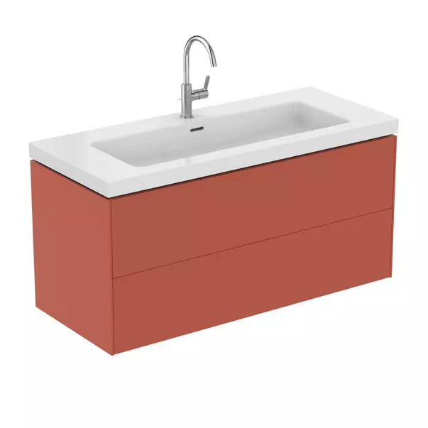 Dulap baza suspendat Ideal Standard Atelier Conca 2 sertare rosu - oranj 120 cm [8]
