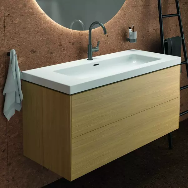 Mobilier Baie - Dulap baza suspendat Ideal Standard Atelier Conca 2 sertare finisaj stejar deschis 120 cm