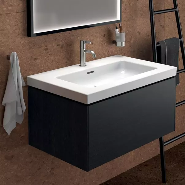 Mobilier Baie - Dulap baza suspendat Ideal Standard Atelier Conca 1 sertar finisaj stejar inchis 80 cm
