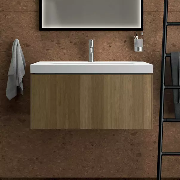 Dulap baza suspendat Ideal Standard Atelier Conca 1 sertar finisaj nuc inchis 80 cm [3]