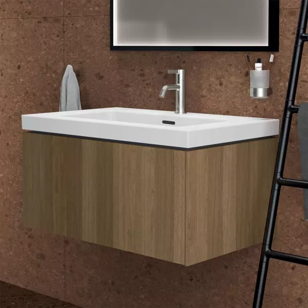 Dulap baza suspendat Ideal Standard Atelier Conca 1 sertar finisaj nuc inchis 80 cm [4]